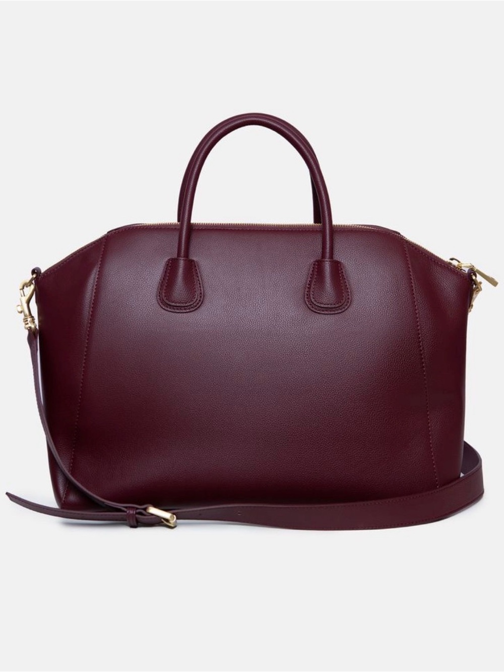 Moncrief “Stephanie” Structured Leather Satchel in Deep Burgundy - Picture 3 of 14